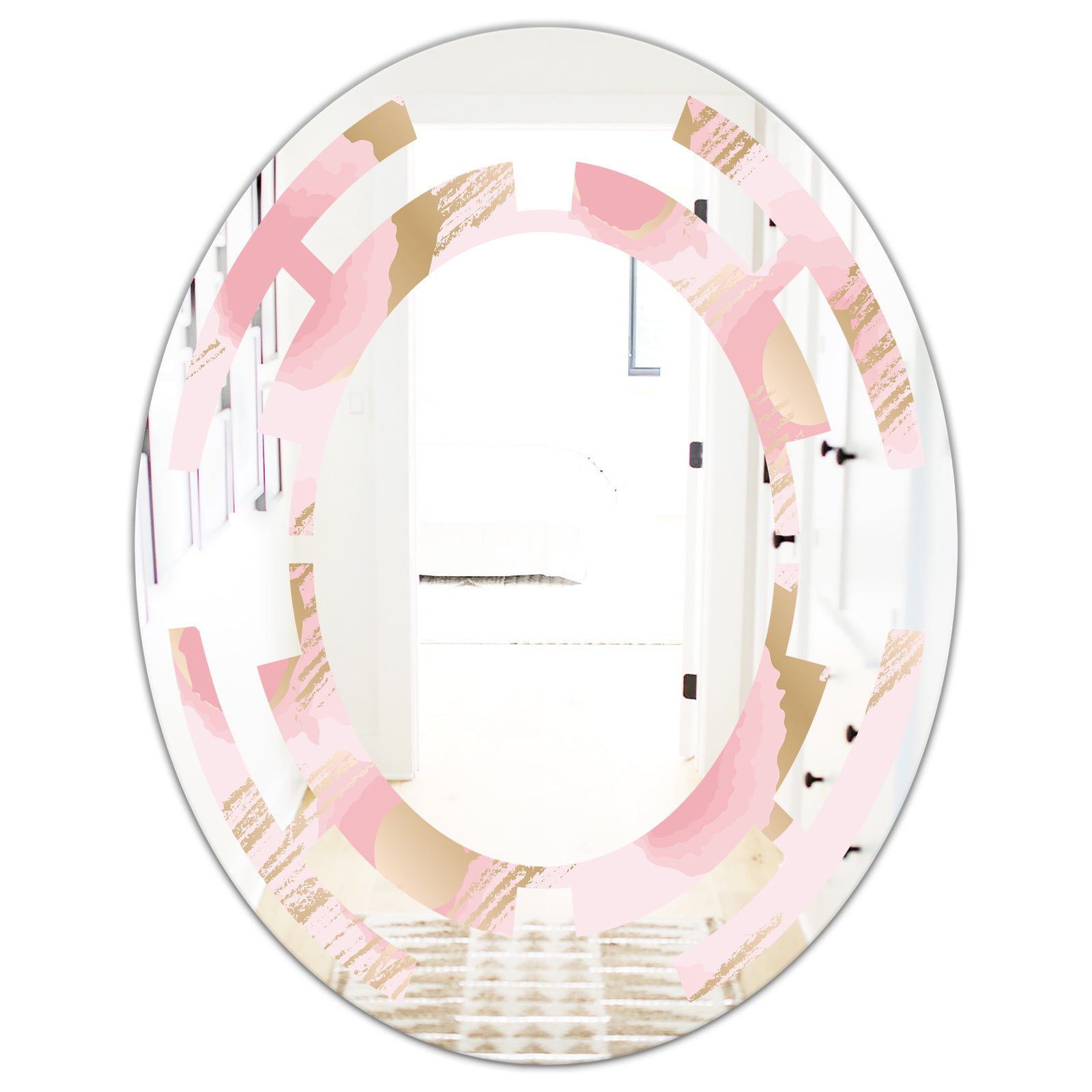 Abstract Flower Design IX - Cottage Round or Oval Wall Mirror - Space