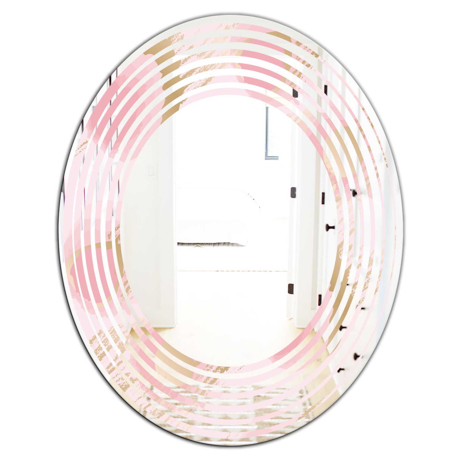 Abstract Flower Design IX - Cottage Round or Oval Wall Mirror - Wave