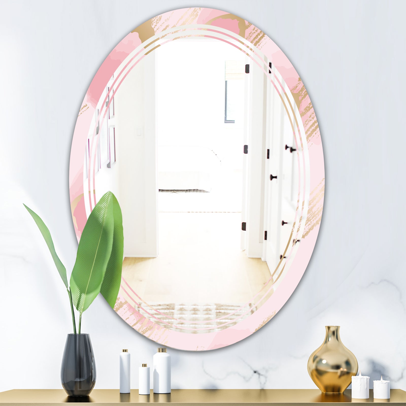 Abstract Flower Design IX - Cottage Round or Oval Wall Mirror - Triple C