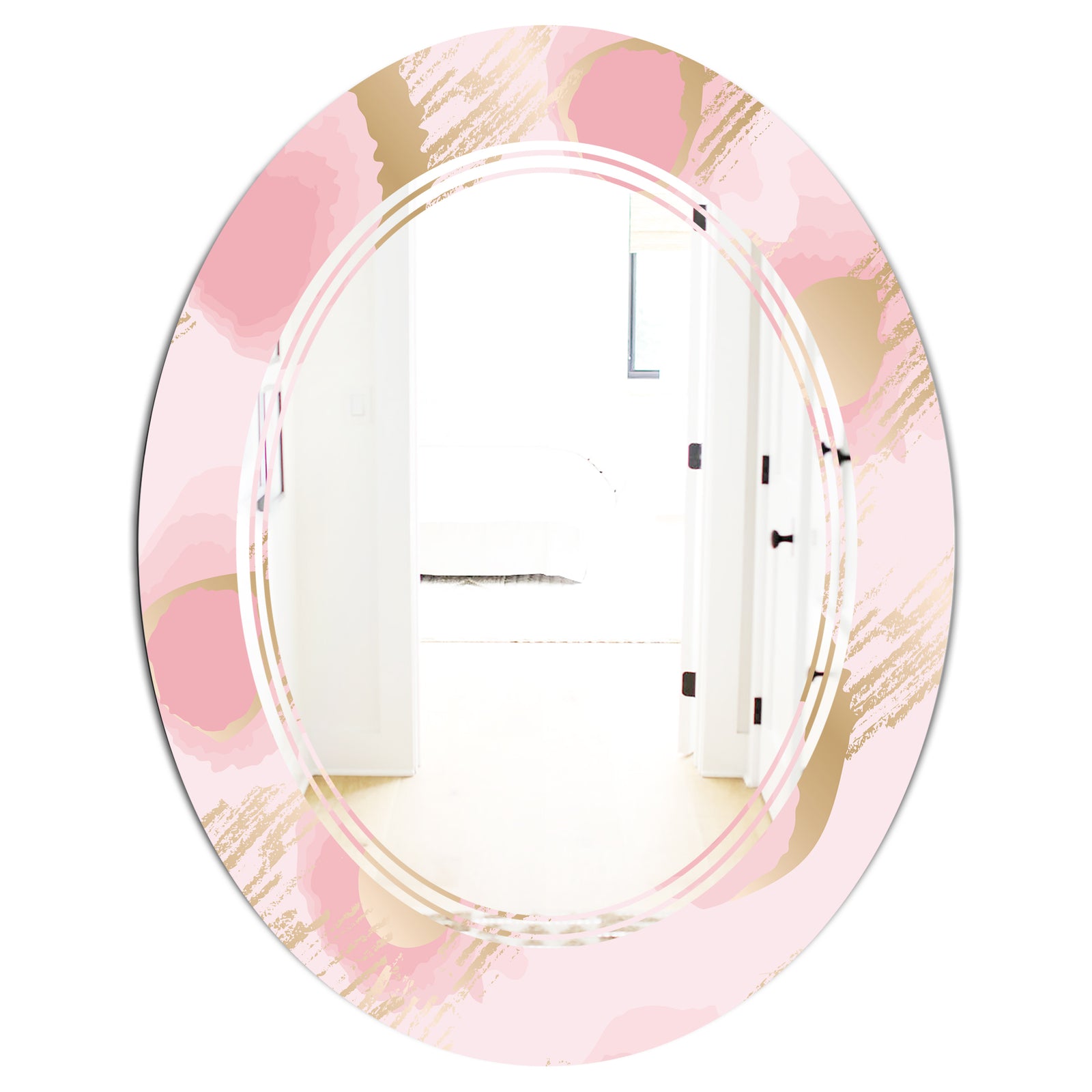 Abstract Flower Design IX - Cottage Round or Oval Wall Mirror - Triple C