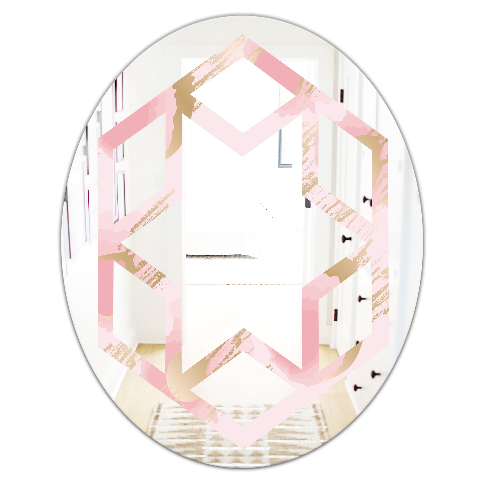 Abstract Flower Design IX - Cottage Round or Oval Wall Mirror - Hexagon Star
