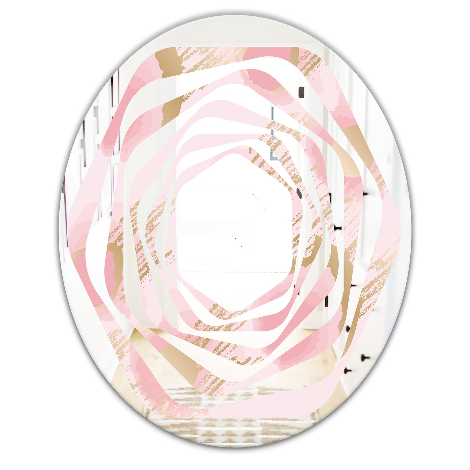 Abstract Flower Design IX - Cottage Round or Oval Wall Mirror - Whirl