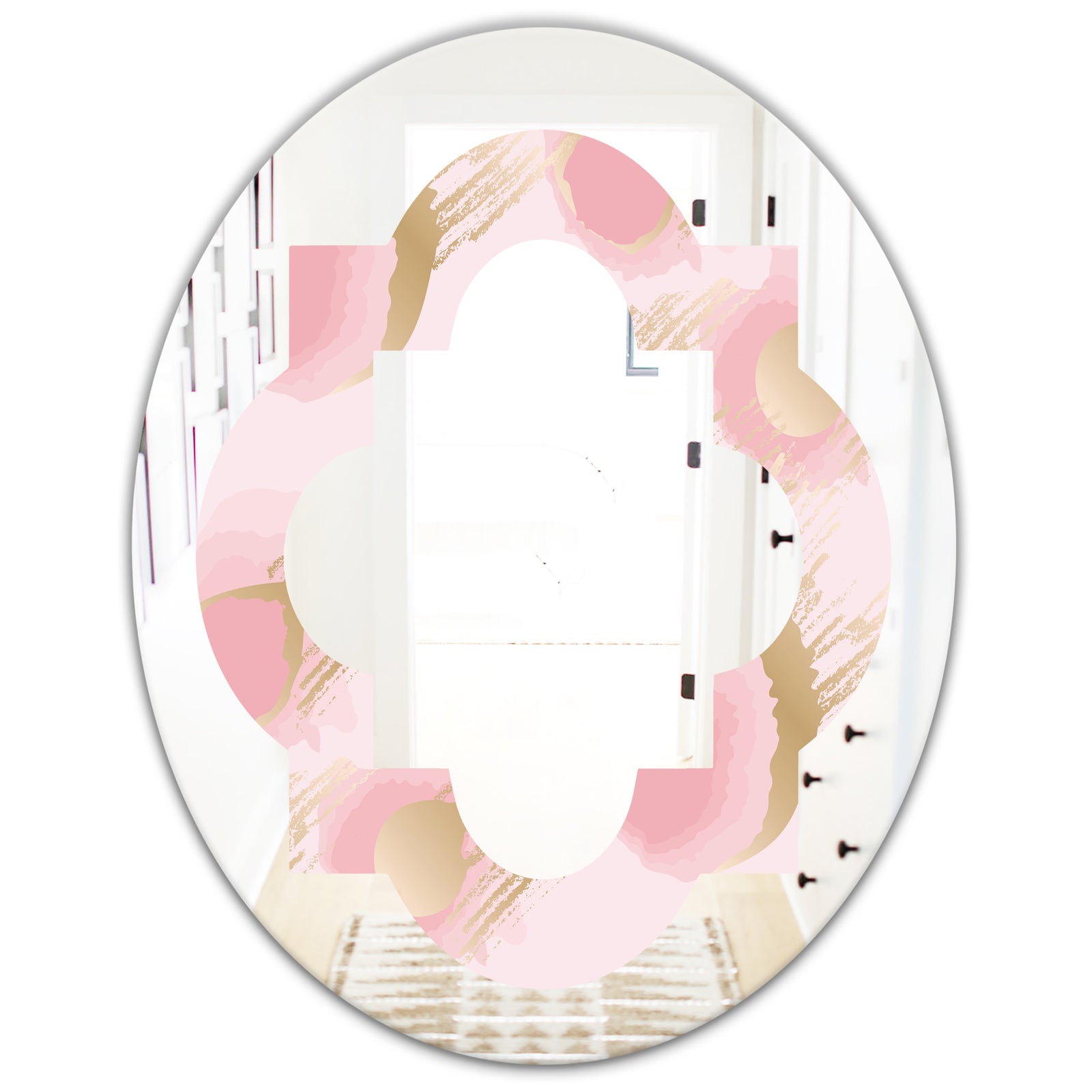Abstract Flower Design IX - Cottage Round or Oval Wall Mirror - Quatrefoil