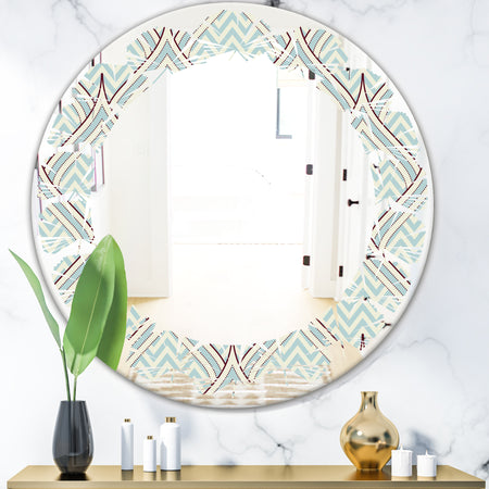 Ornament with decorative elements. - Modern Round or Oval Wall Mirror - Leaves