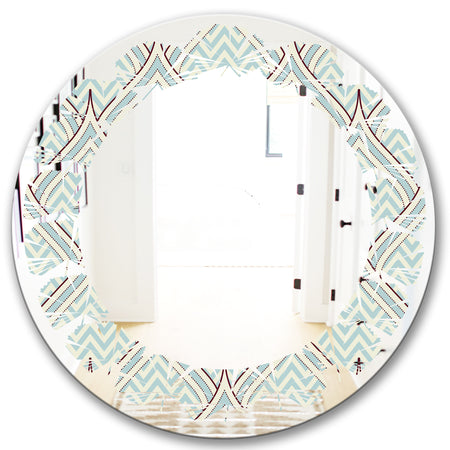 Ornament with decorative elements. - Modern Round or Oval Wall Mirror - Leaves