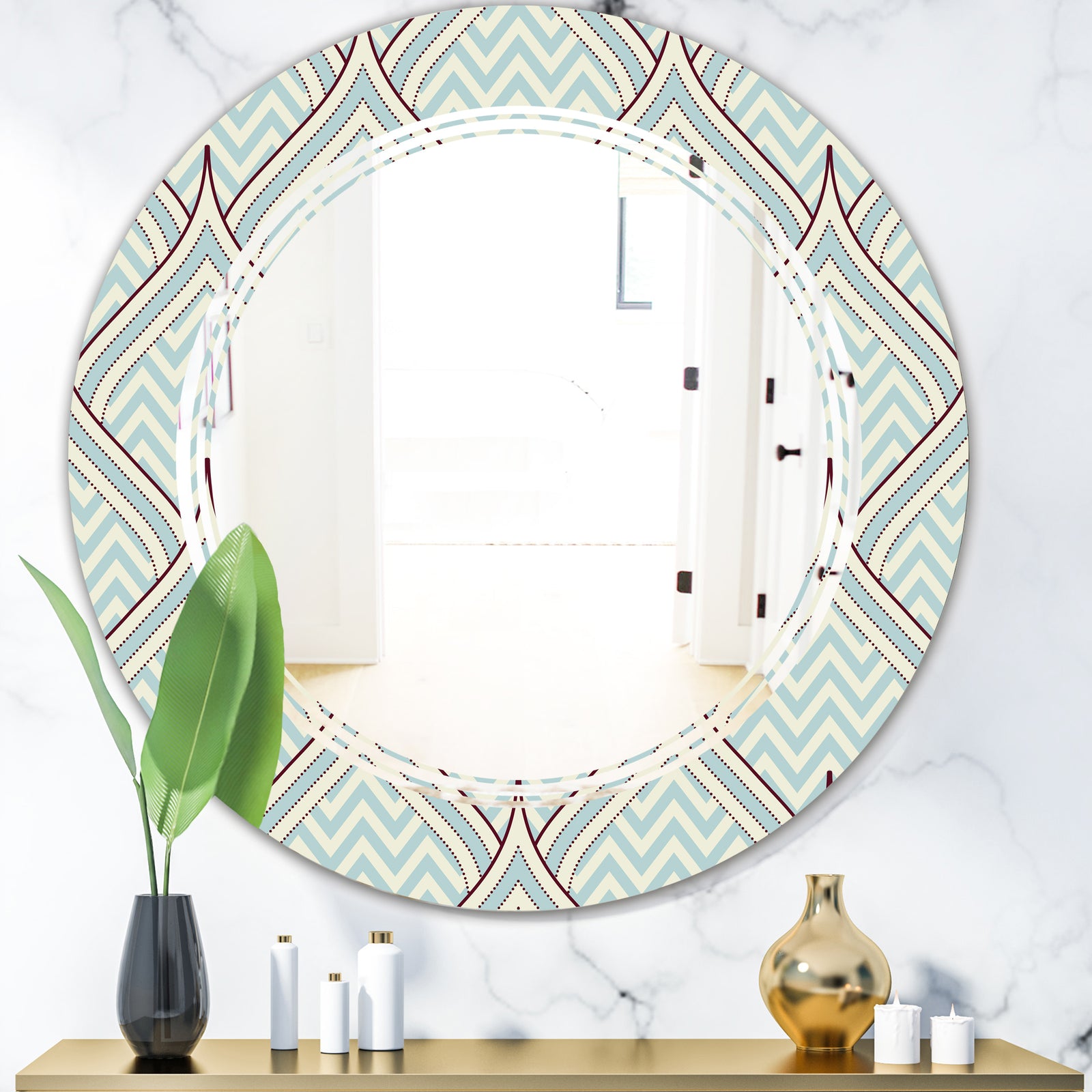 Ornament with decorative elements. - Modern Round or Oval Wall Mirror - Triple C