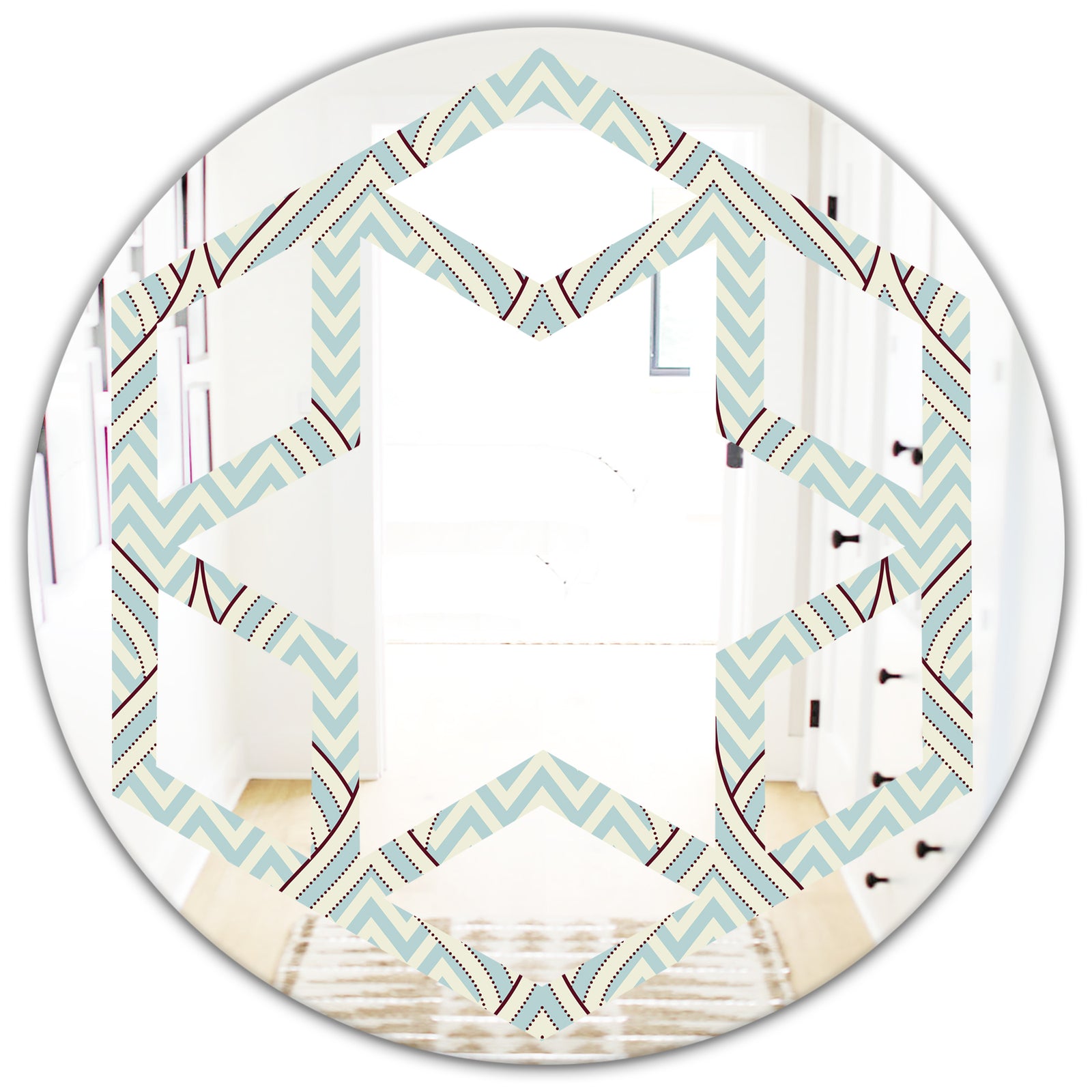 Ornament with decorative elements. - Modern Round or Oval Wall Mirror - Hexagon Star