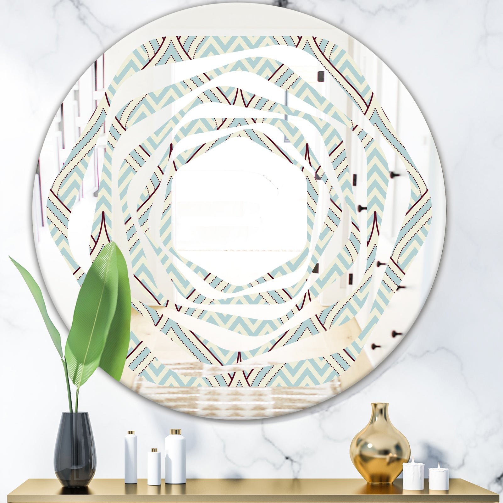 Ornament with decorative elements. - Modern Round or Oval Wall Mirror - Whirl