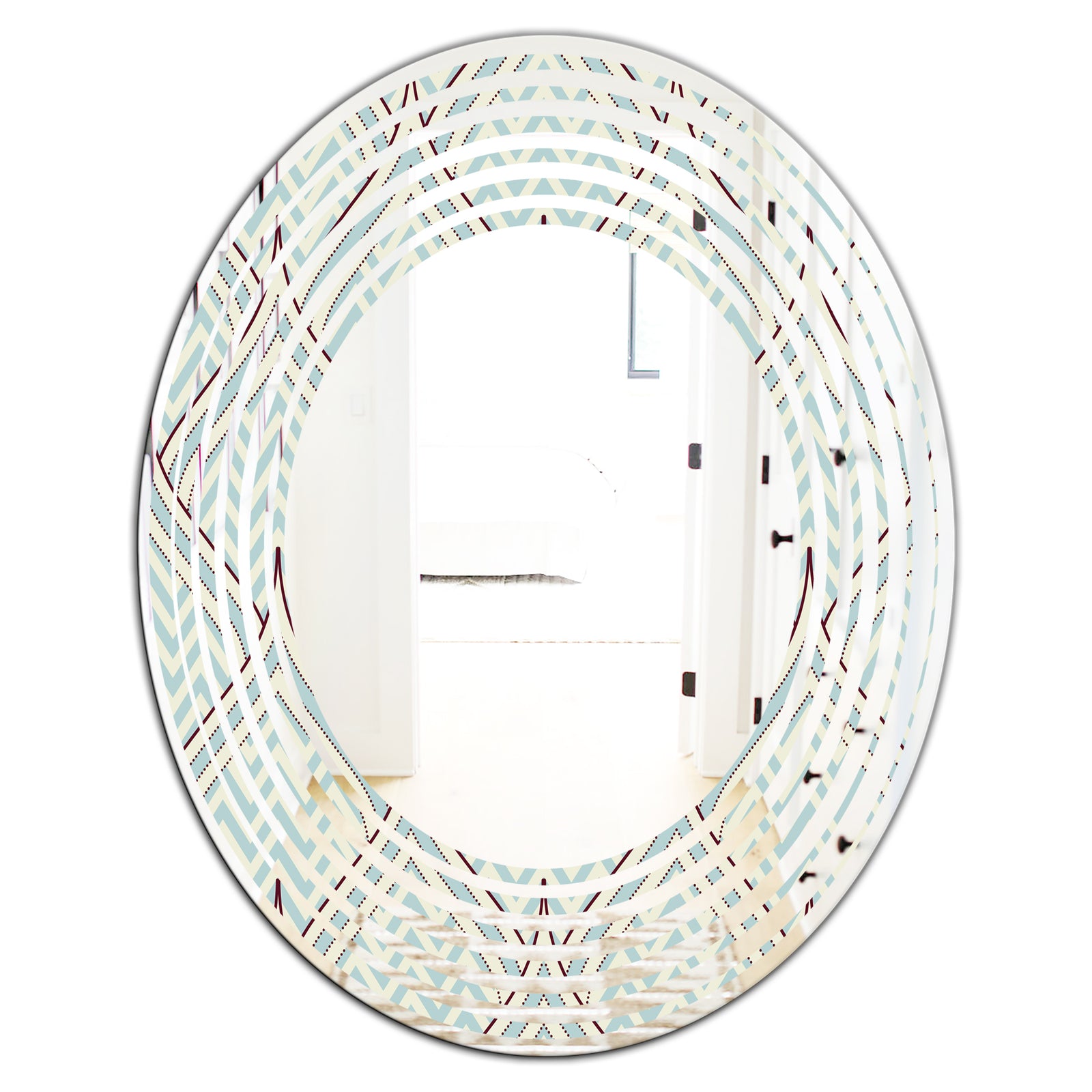 Ornament with decorative elements. - Modern Round or Oval Wall Mirror - Wave
