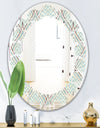 Ornament with decorative elements. - Modern Round or Oval Wall Mirror - Leaves