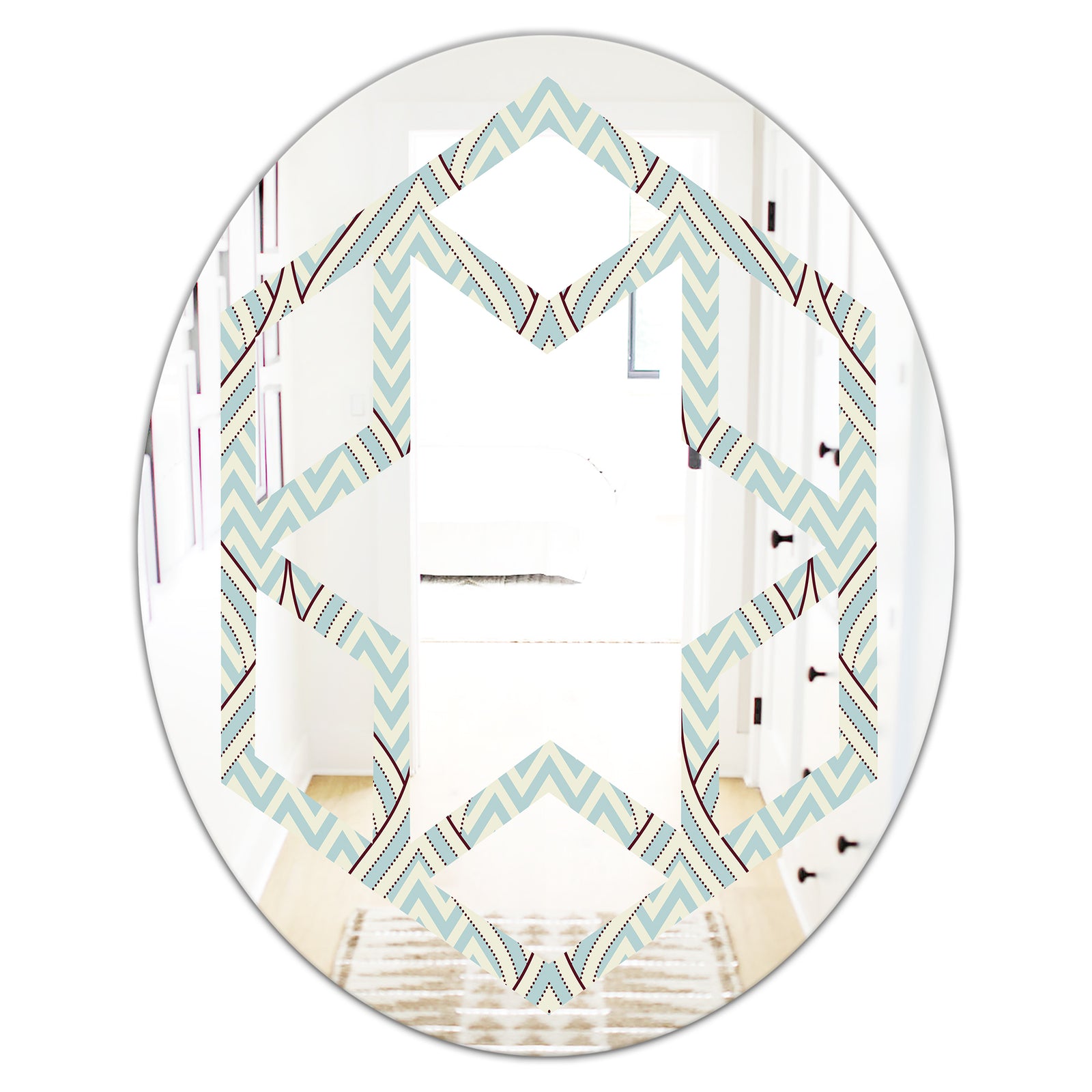 Ornament with decorative elements. - Modern Round or Oval Wall Mirror - Hexagon Star