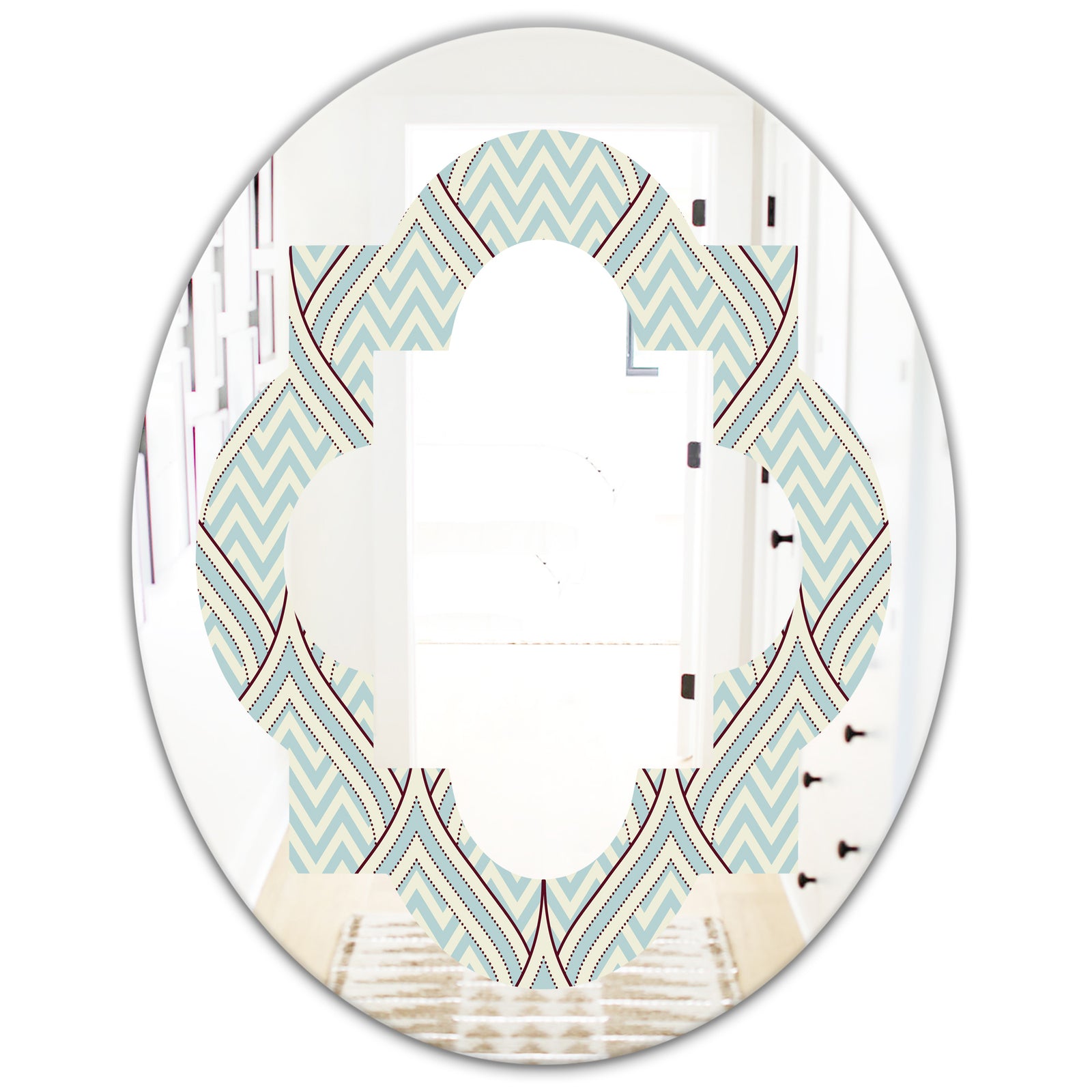 Ornament with decorative elements. - Modern Round or Oval Wall Mirror - Quatrefoil