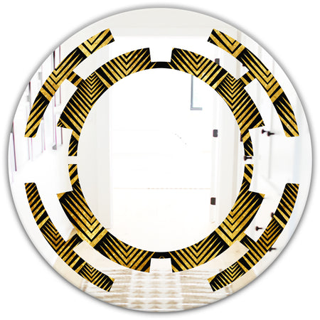 Art Deco Seal pattern - Modern Round or Oval Wall Mirror - Space