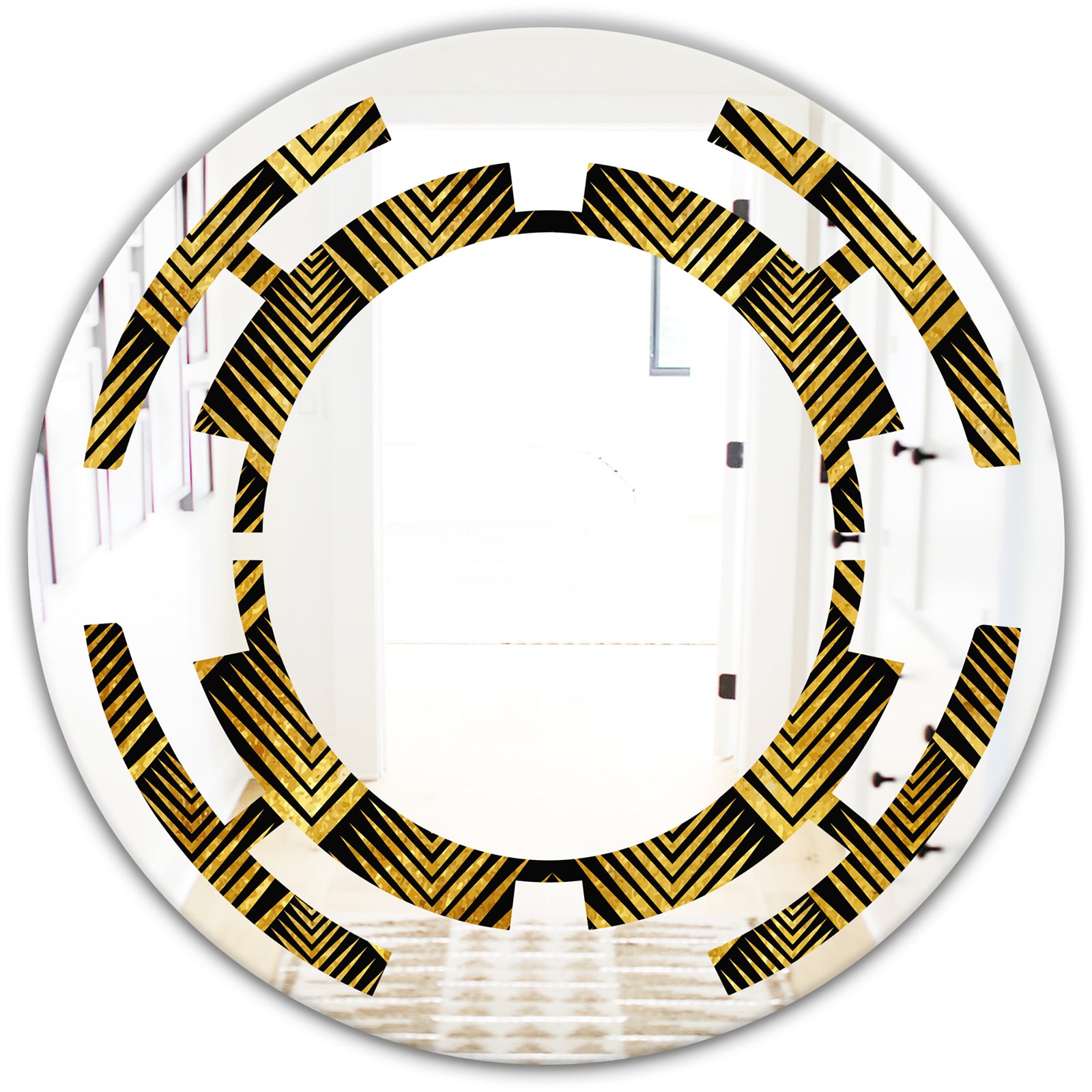 Art Deco Seal pattern - Modern Round or Oval Wall Mirror - Space