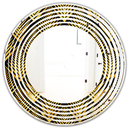 Art Deco Seal pattern - Modern Round or Oval Wall Mirror - Wave