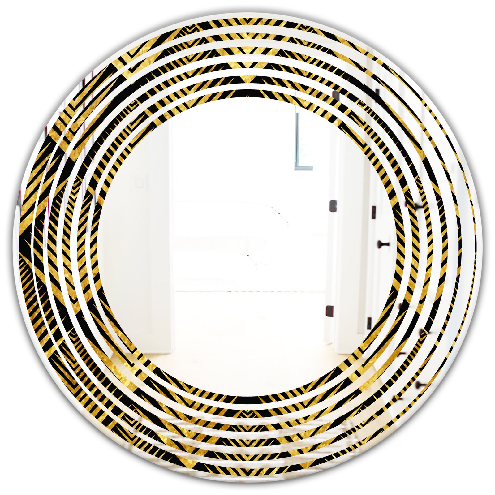 Art Deco Seal pattern - Modern Round or Oval Wall Mirror - Wave