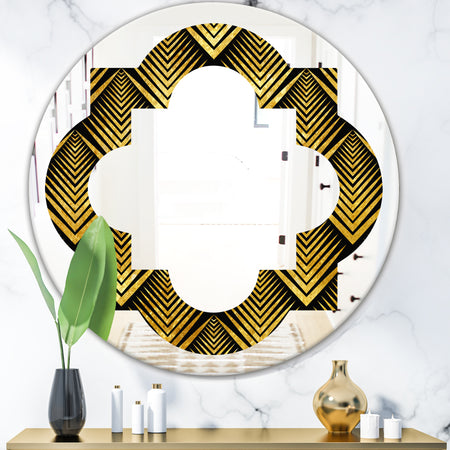 Art Deco Seal pattern - Modern Round or Oval Wall Mirror - Quatrefoil