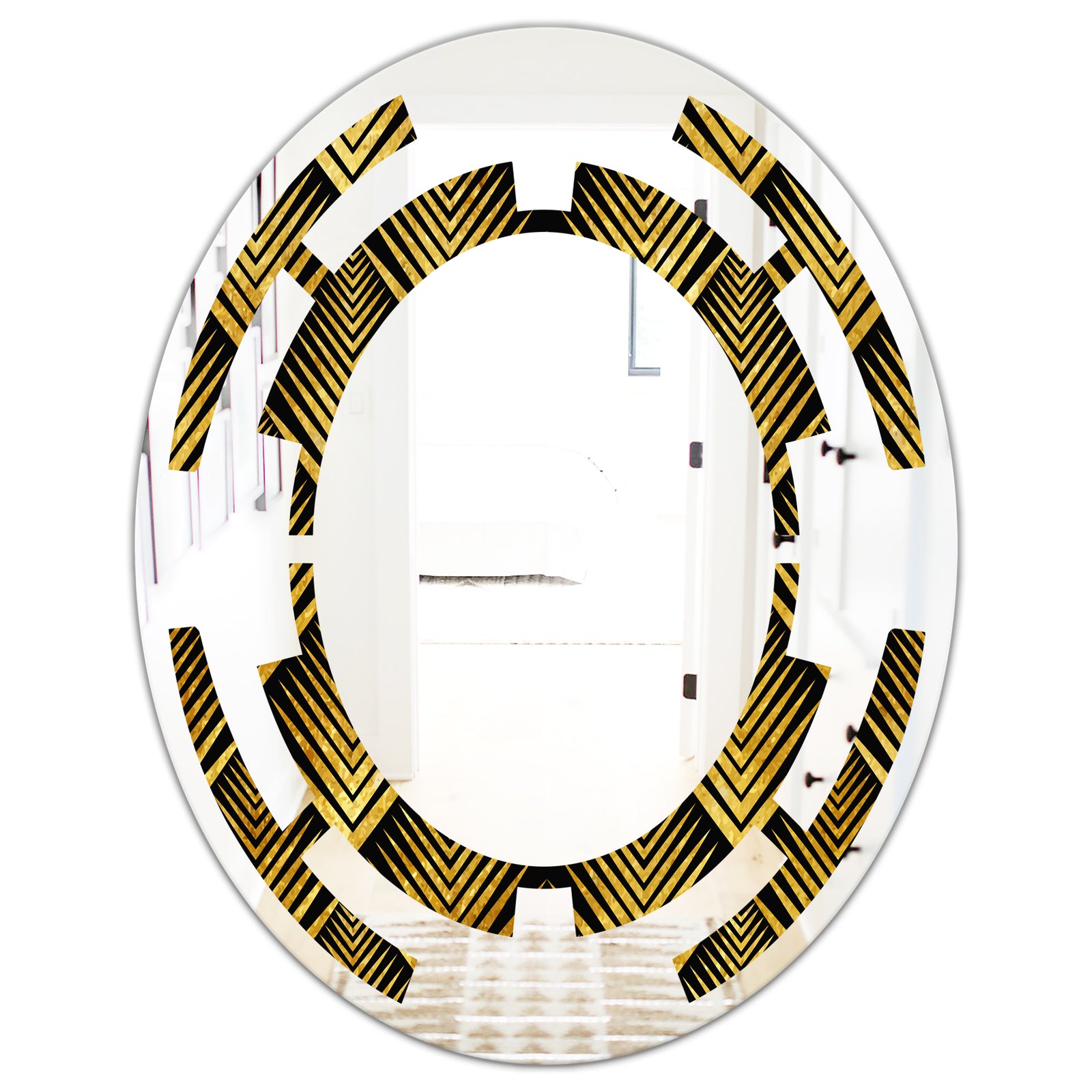 Art Deco Seal pattern - Modern Round or Oval Wall Mirror - Space