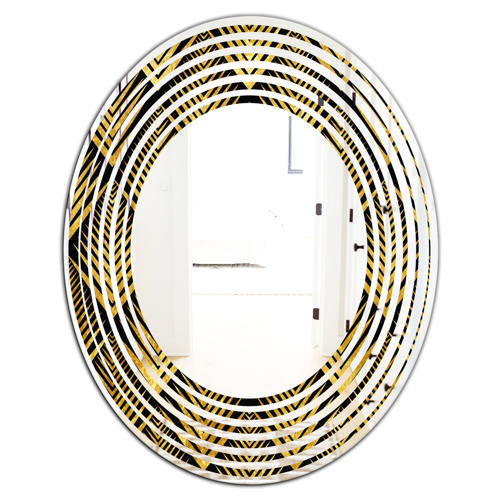 Art Deco Seal pattern - Modern Round or Oval Wall Mirror - Wave