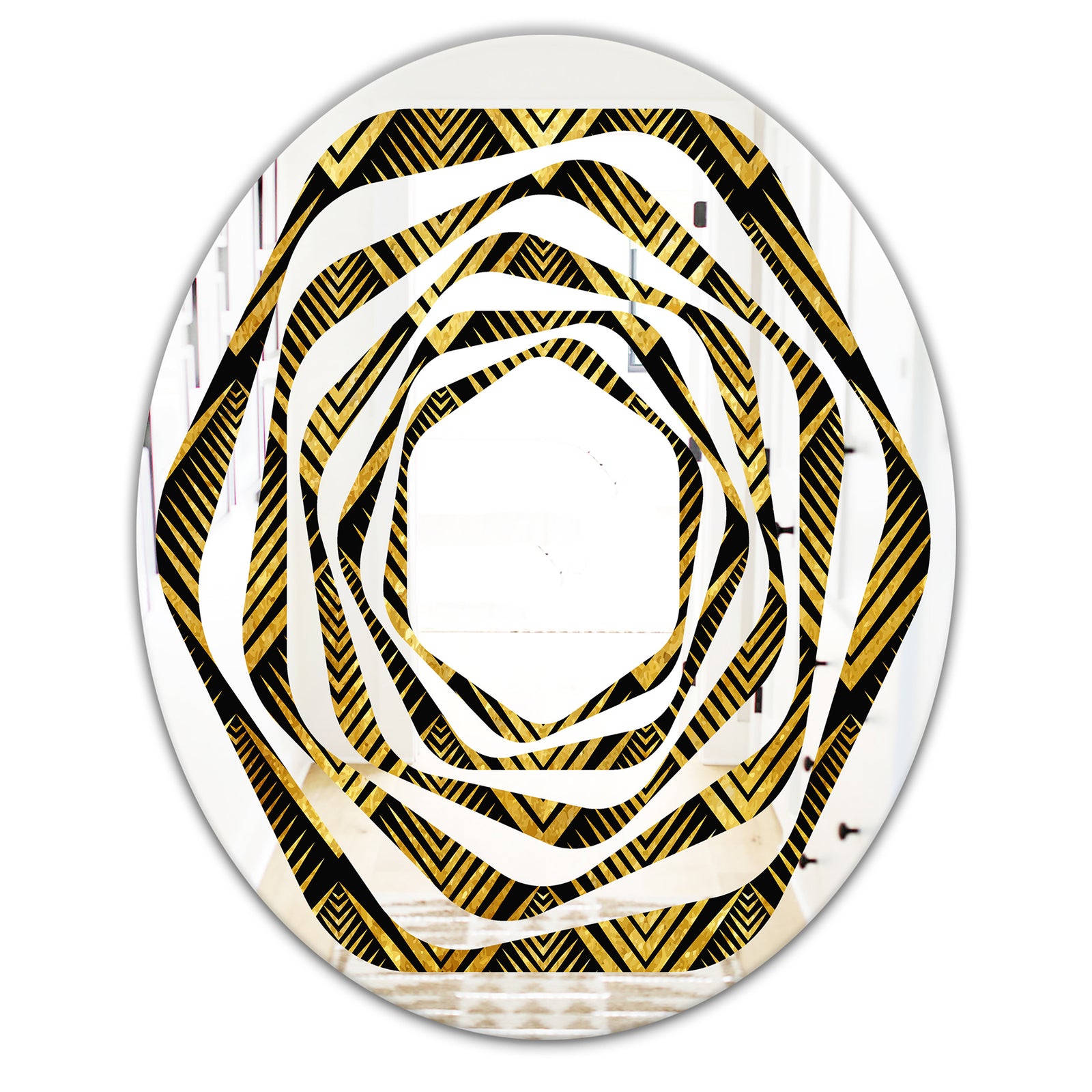 Art Deco Seal pattern - Modern Round or Oval Wall Mirror - Whirl