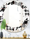 Classic Houndstooth Pattern - Modern Round or Oval Wall Mirror - Leaves