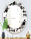 Classic Houndstooth Pattern - Modern Round or Oval Wall Mirror - Leaves