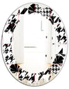 Classic Houndstooth Pattern - Modern Round or Oval Wall Mirror - Leaves