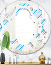 3D White and Blue Pattern IV - Modern Round or Oval Wall Mirror - Quatrefoil