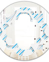 3D White and Blue Pattern IV - Modern Round or Oval Wall Mirror - Quatrefoil