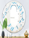 3D White and Blue Pattern IV - Modern Round or Oval Wall Mirror - Quatrefoil