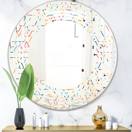 Abstract geometric background. pattern. - Modern Round or Oval Wall Mirror - Wave