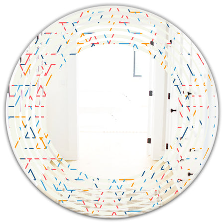 Abstract geometric background. pattern. - Modern Round or Oval Wall Mirror - Wave