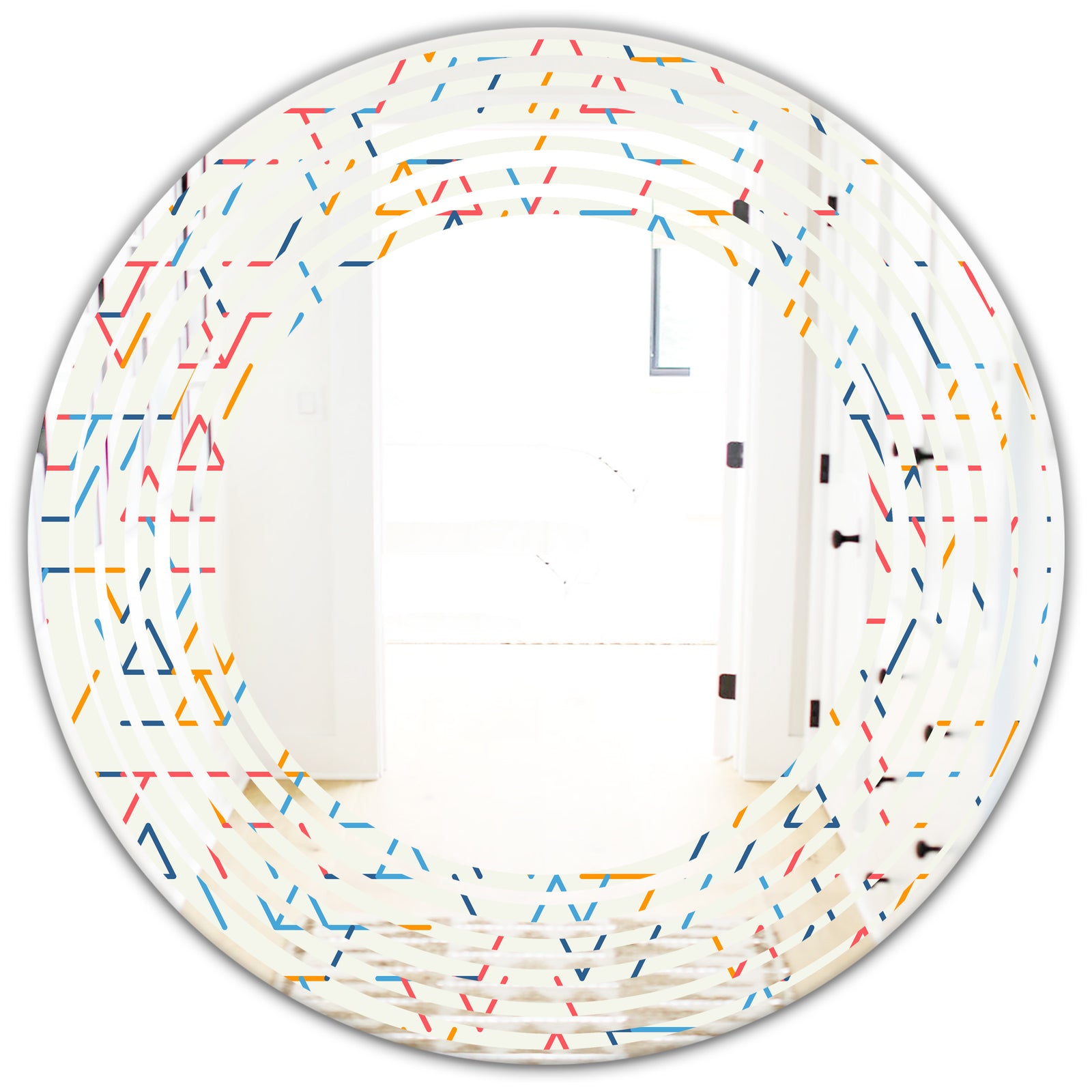 Abstract geometric background. pattern. - Modern Round or Oval Wall Mirror - Wave