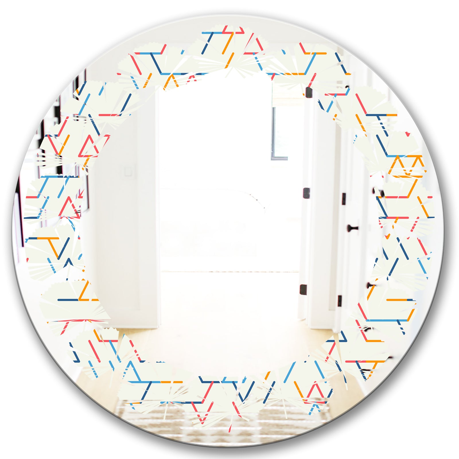 Abstract geometric background. pattern. - Modern Round or Oval Wall Mirror - Leaves