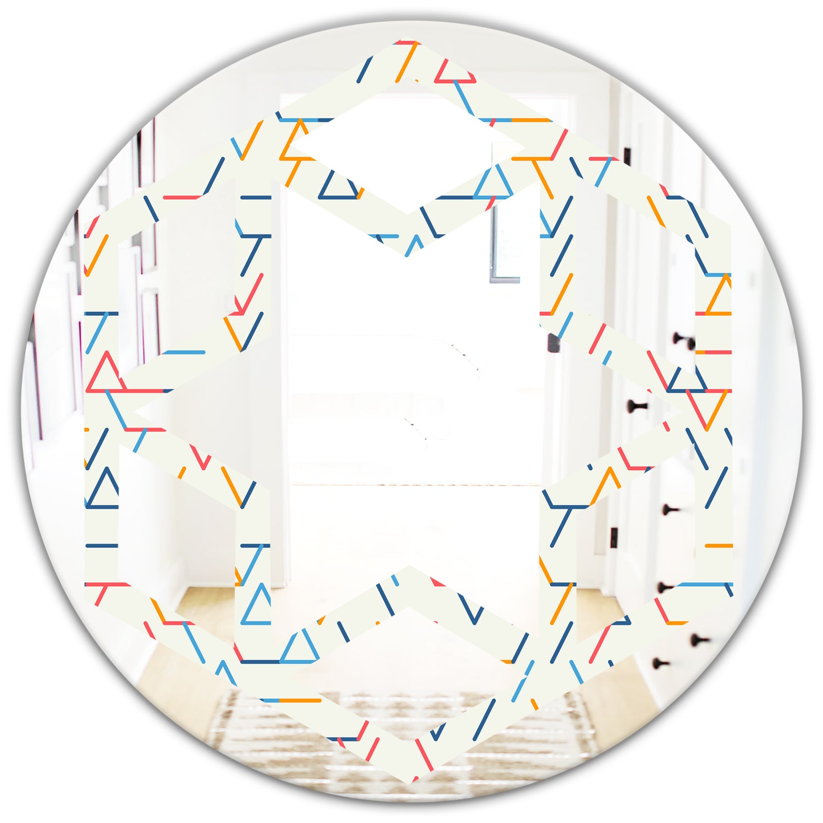 Abstract geometric background. pattern. - Modern Round or Oval Wall Mirror - Hexagon Star