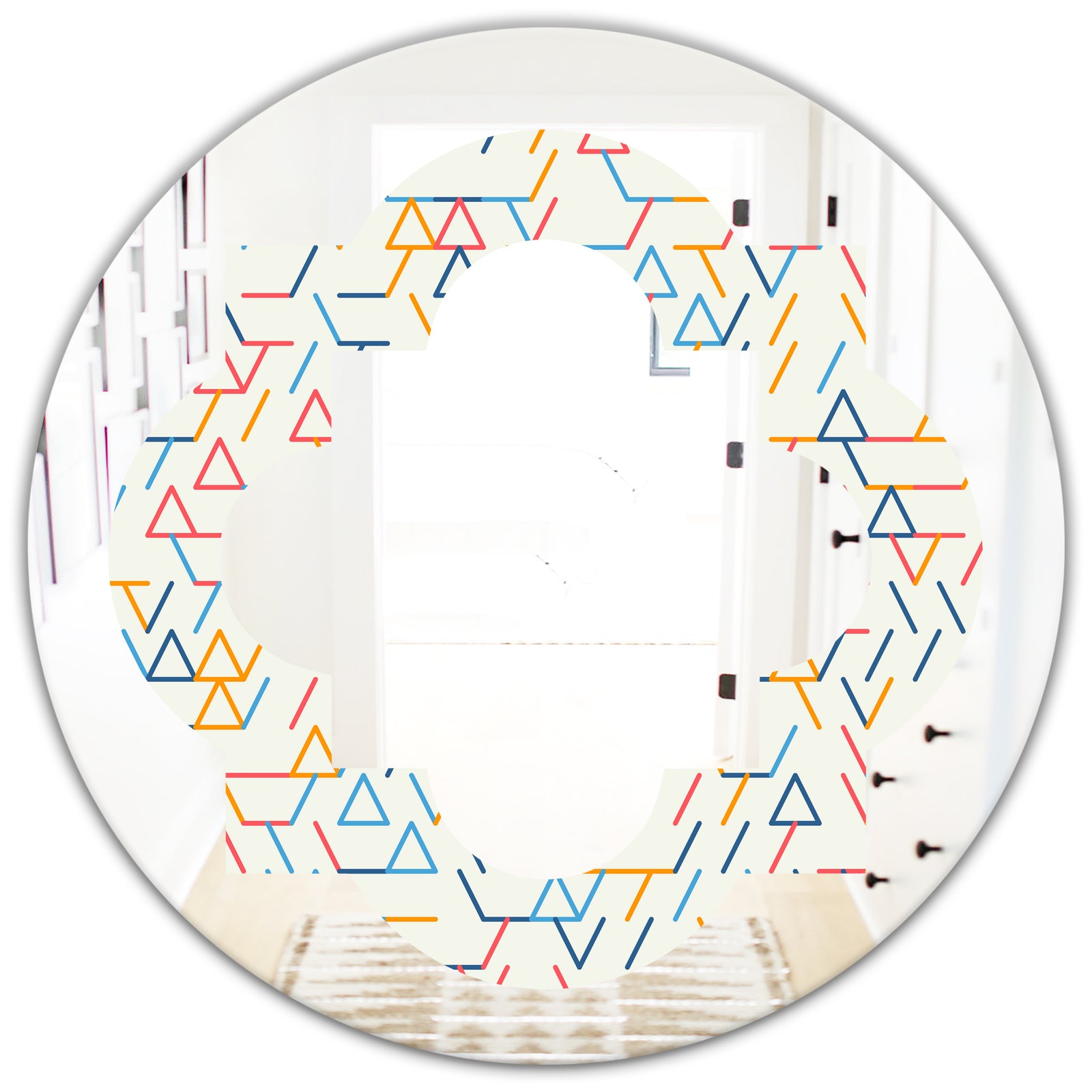 Abstract geometric background. pattern. - Modern Round or Oval Wall Mirror - Quatrefoil