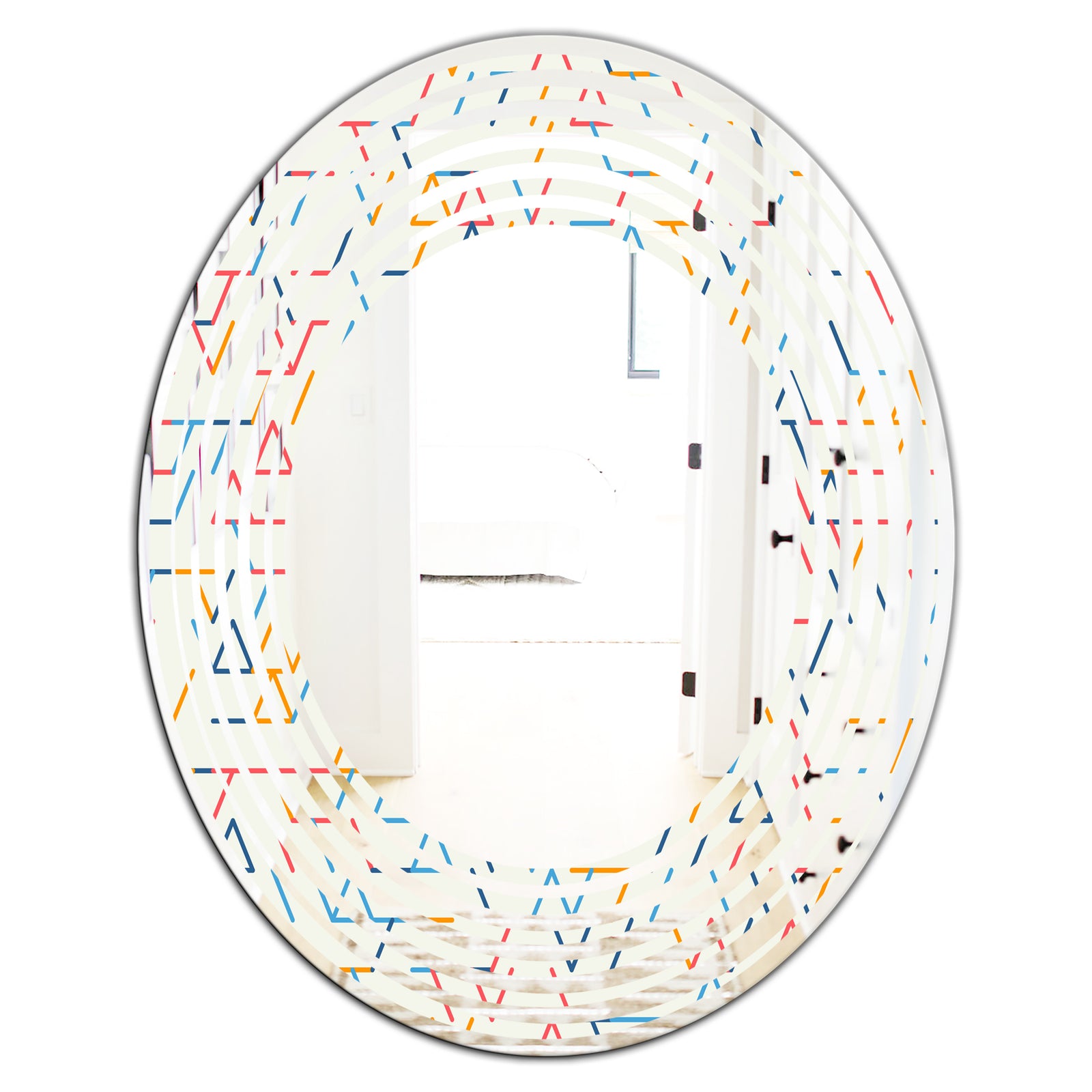 Abstract geometric background. pattern. - Modern Round or Oval Wall Mirror - Wave