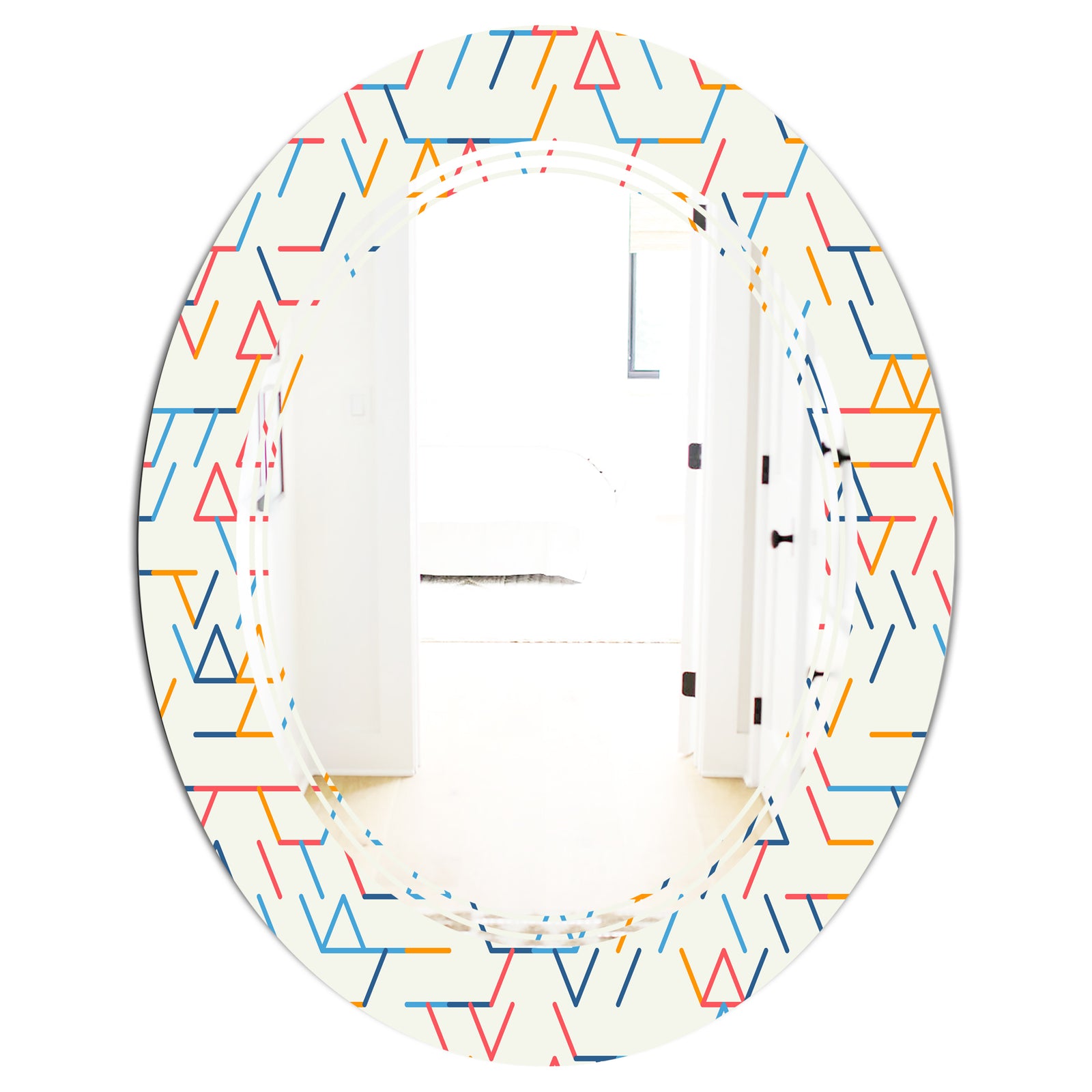 Abstract geometric background. pattern. - Modern Round or Oval Wall Mirror - Triple C