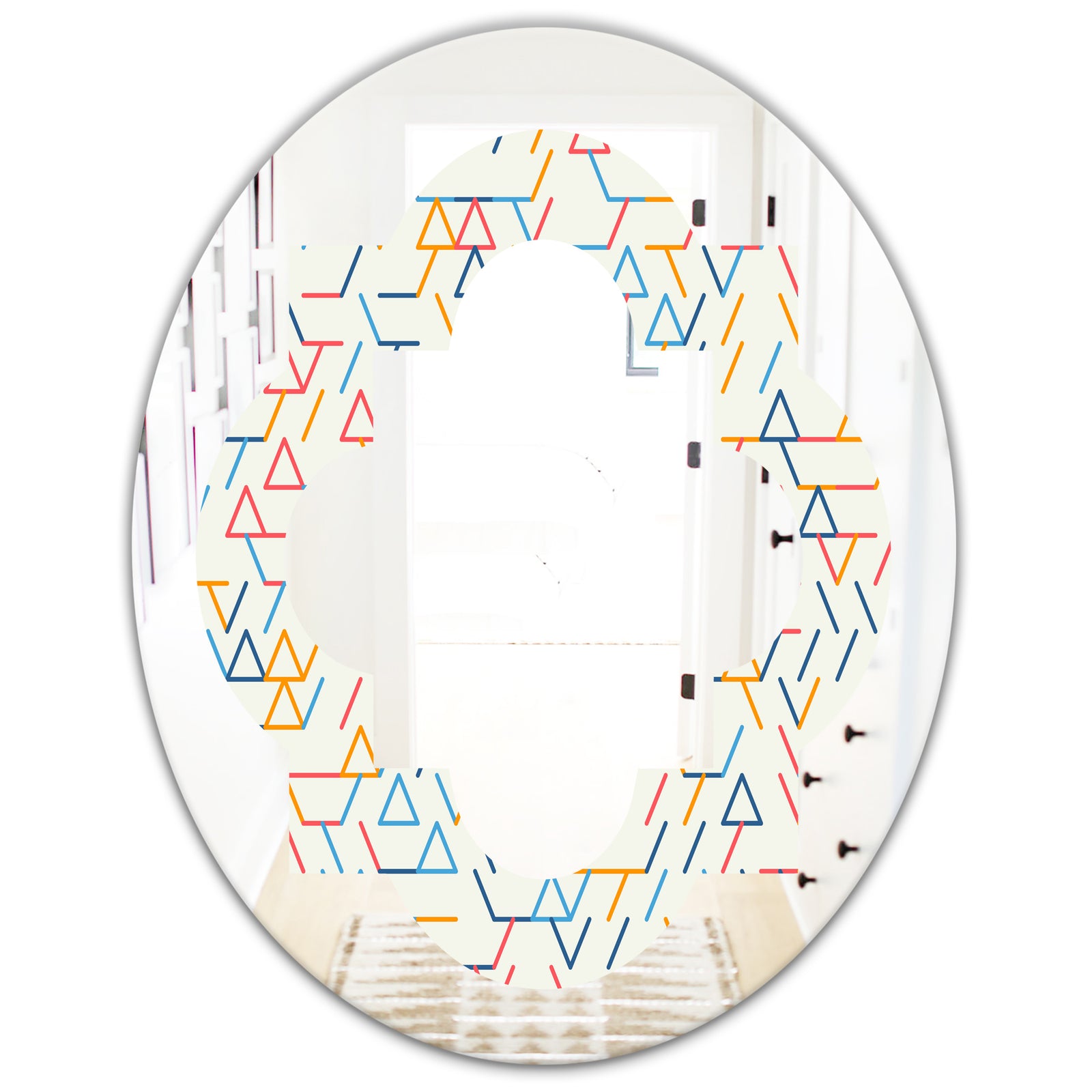 Abstract geometric background. pattern. - Modern Round or Oval Wall Mirror - Quatrefoil