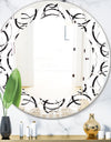 Retro Geometrical Abstract Minimal Pattern VI - Modern Round or Oval Wall Mirror - Leaves