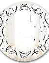 Retro Geometrical Abstract Minimal Pattern VI - Modern Round or Oval Wall Mirror - Leaves