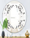 Retro Geometrical Abstract Minimal Pattern VI - Modern Round or Oval Wall Mirror - Space
