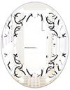 Retro Geometrical Abstract Minimal Pattern VI - Modern Round or Oval Wall Mirror - Space