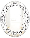 Retro Geometrical Abstract Minimal Pattern VI - Modern Round or Oval Wall Mirror - Leaves