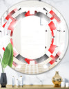 Retro Geometrical Abstract Minimal Pattern VIII - Modern Round or Oval Wall Mirror - Space