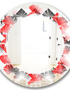 Retro Geometrical Abstract Minimal Pattern VIII - Modern Round or Oval Wall Mirror - Leaves