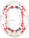 Retro Geometrical Abstract Minimal Pattern VIII - Modern Round or Oval Wall Mirror - Space