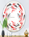 Retro Geometrical Abstract Minimal Pattern VIII - Modern Round or Oval Wall Mirror - Whirl