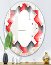 Retro Geometrical Abstract Minimal Pattern VIII - Modern Round or Oval Wall Mirror - Quatrefoil