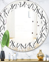 Retro Geometrical Abstract Minimal Pattern X - Modern Round or Oval Wall Mirror - Leaves
